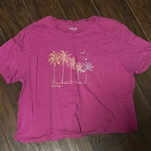 Hurley Pink Tee with Palm Design